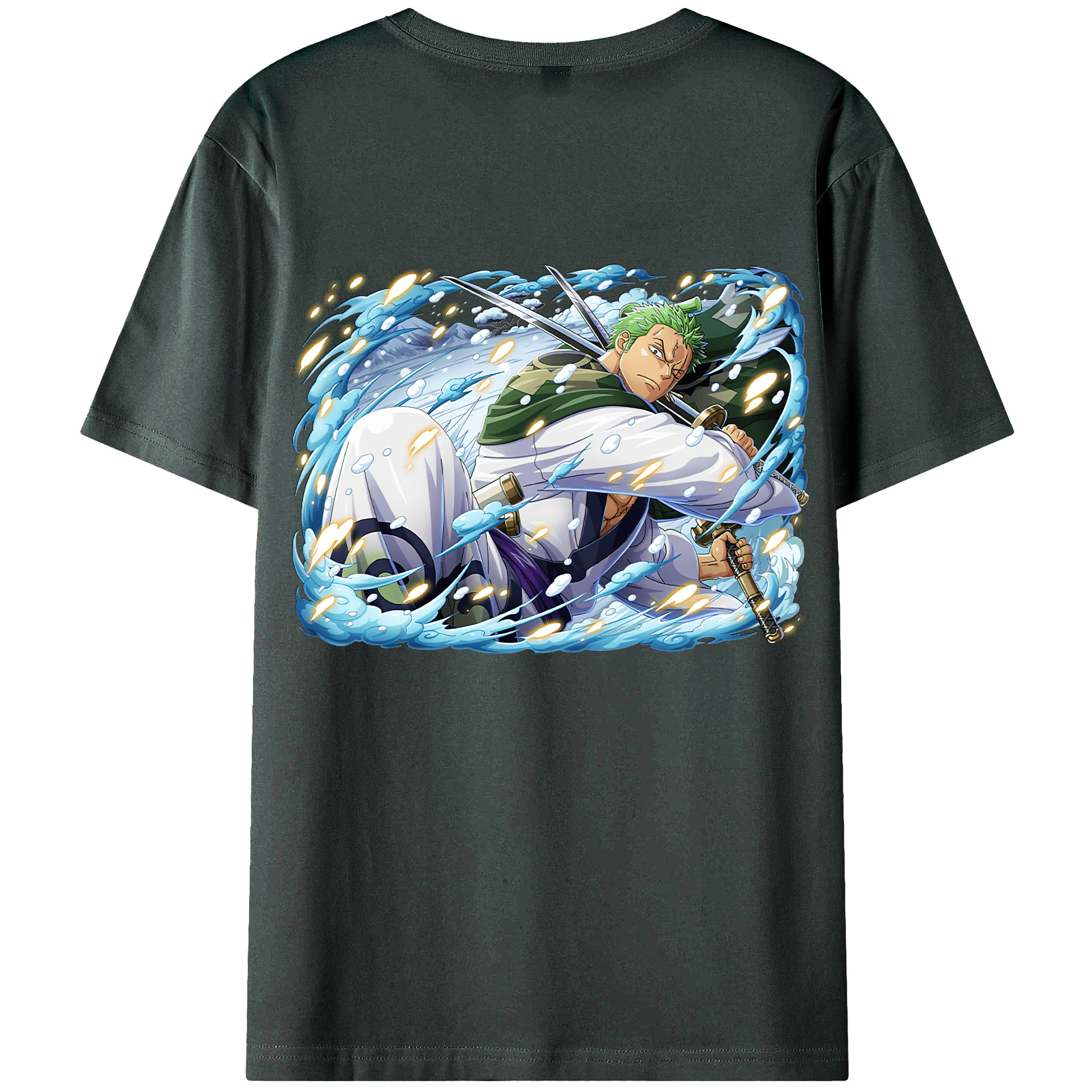 ワンピース ロロノア・ゾロ ONE PIECE Roronoa Zoro 綿100％ メンズ半袖Tシャツ（バックプリント） 通気性
